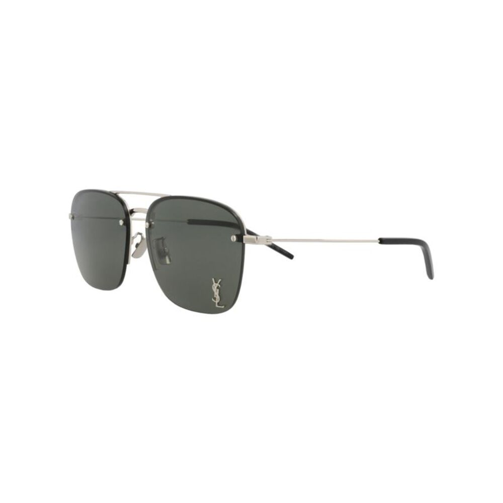 Saint Laurent Aviator-Frame Metal Sunglasses Silver Womens - Picture 2 of 6